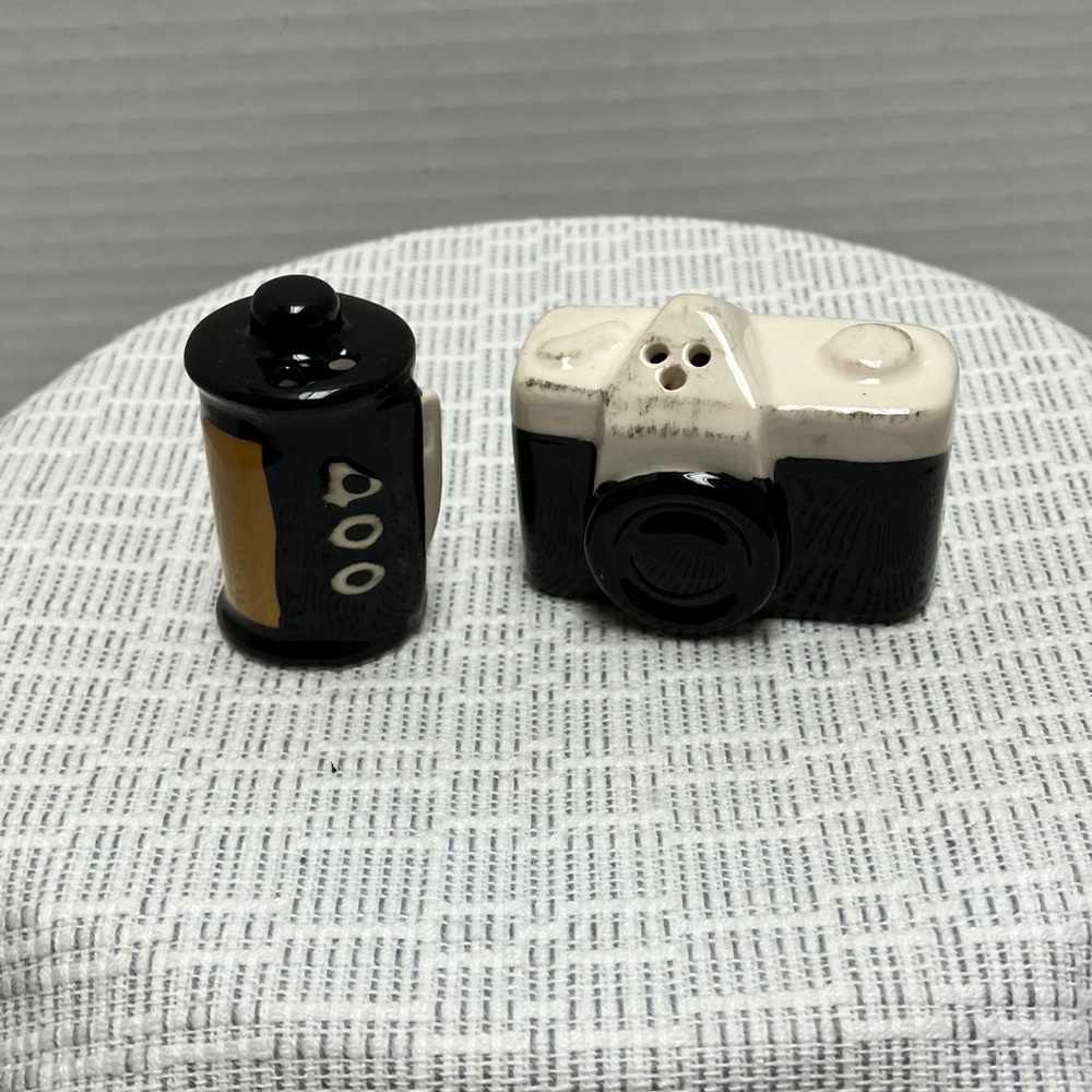 Black and White Camera Salt and Pepper Shakers
